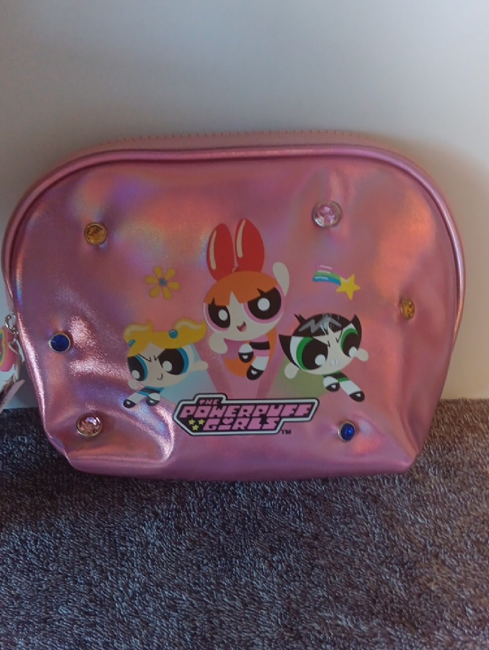 The Powerpuff Girls Pink Holographic Cosmetic Bag New